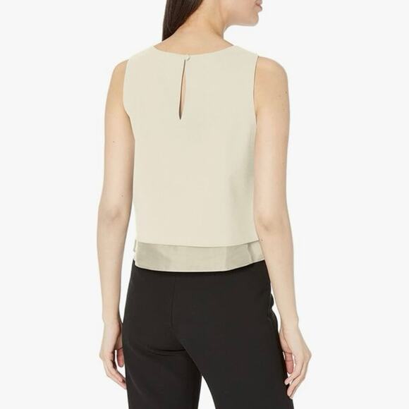 Club Monaco Cream White Wool Silk Sleeveless Layered Crop Tank Top Blouse Size L - Picture 2 of 6